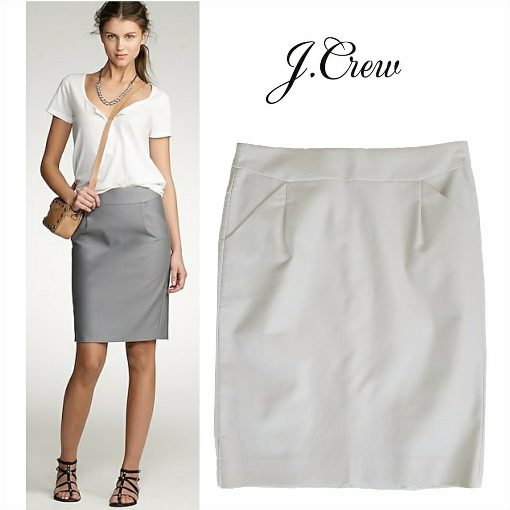 J.Crew Cream Stretch double-serge pencil skirt
